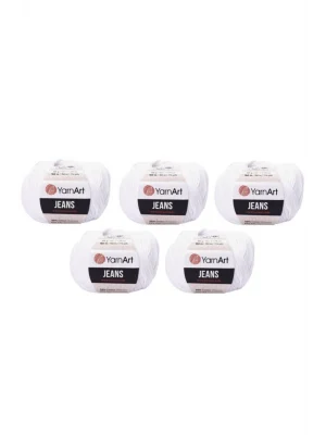 Jeans Amigurumi Örgü Ipi 5li Paket 62 Beyaz Amigurimi Bebek Ipi