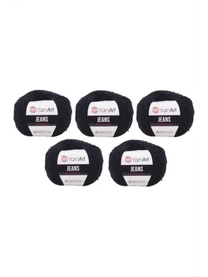Jeans Amigurumi Örgü Ipi 5li Paket 53 Siyah Renk Amigurimi Bebek Ipi