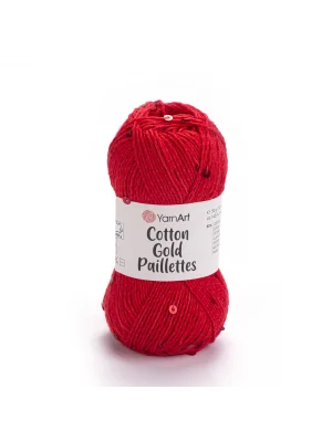 YarnArt Cotton Gold Paillettes – Işıltılı Pullu Pamuklu El Örgü İpi 50g | Yazlık Şal, Bluz, Aksesuar İçin Hafif ve Parlak İplik