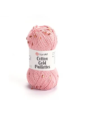 YarnArt Cotton Gold Paillettes – Işıltılı Pullu Pamuklu El Örgü İpi 50g | Yazlık Şal, Bluz, Aksesuar İçin Hafif ve Parlak İplik