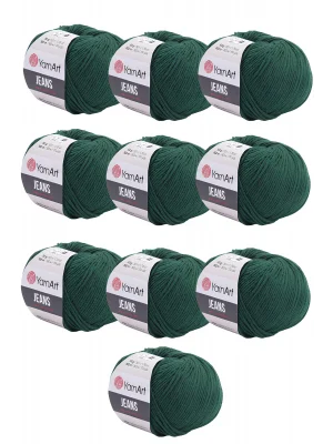 Yarnart Jeans 92 Zümrüt Yeşili 10lu Paket Amigurimi Bebek Ipi Yarn-Art Jeans 10 Adet