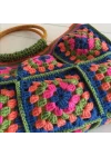 El Örgüsü Çanta,Kare Motifli Çanta,Kadın Çanta,Omuz Çanta,El Yapımı Örme Çanta