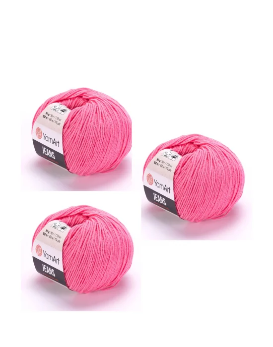Yarn Art Jeans Amigurumi Örgü İpi 78 Şeker Pembe Hırka Örgü İpi Bebek İpi Punch İpi 3lü Paket