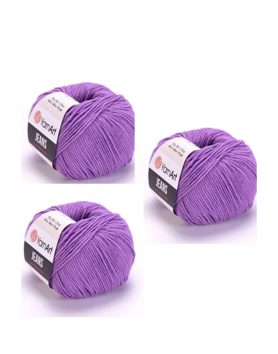 Yarn Art Jeans Amigurumi Örgü İpi 72 Koyu Eflatun Renk Hırka Örgü İpi Bebek İpi Punch İpi 3lü Paket