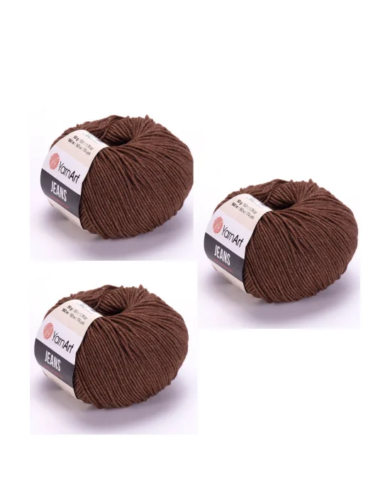 Yarn Art Jeans Amigurumi Örgü İpi 70 Koyu Kahverengi Hırka Örgü İpi Bebek İpi Punch İpi 3lü Paket