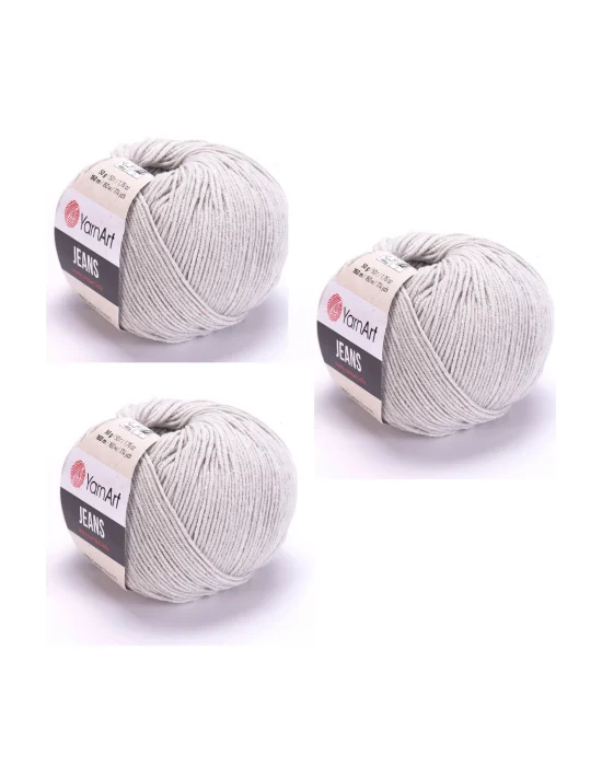 Yarn Art Jeans 49 Açık Gri3çlü Amigurumi Örgü İpi Hırka Örgü İpi Bebek İpi Punch İpi 3lü Paket