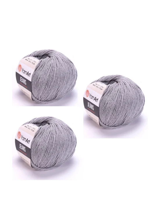 Yarn Art Jeans 46 Gri Amigurumi Örgü İpi Hırka Örgü İpi Bebek İpi Punch İpi 3lü Paket