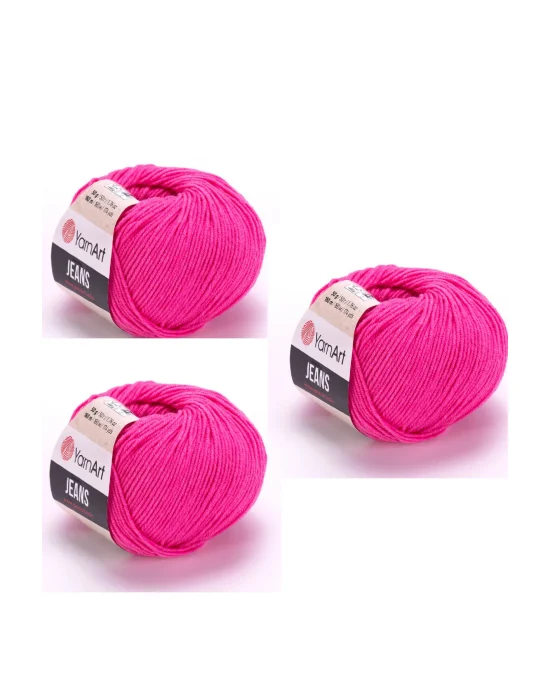 Yarn Art Jeans 42 Fuşya Amigurumi Örgü İpi Hırka Örgü İpi Bebek İpi Punch İpi 3lü Paket