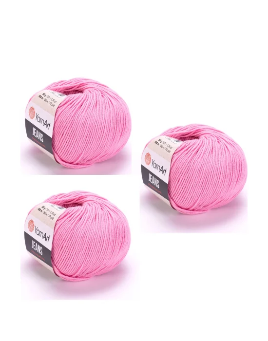 Yarn Art Jeans 36 Pembe Amigurumi Örgü İpi Hırka Örgü İpi Bebek İpi Punch İpi 3lü Paket