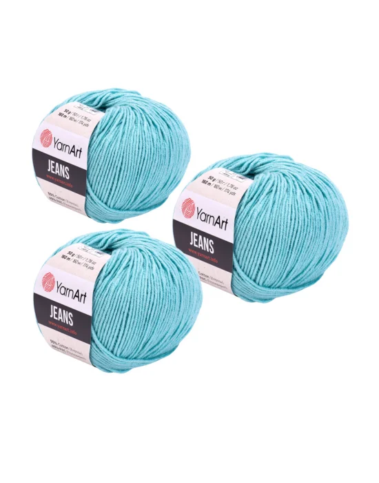 Yarn Art Jeans Amigurumi Örgü İpi 81 Açık Turkuaz Renk Hırka Örgü İpi Bebek İpi Punch İpi 3lü Paket