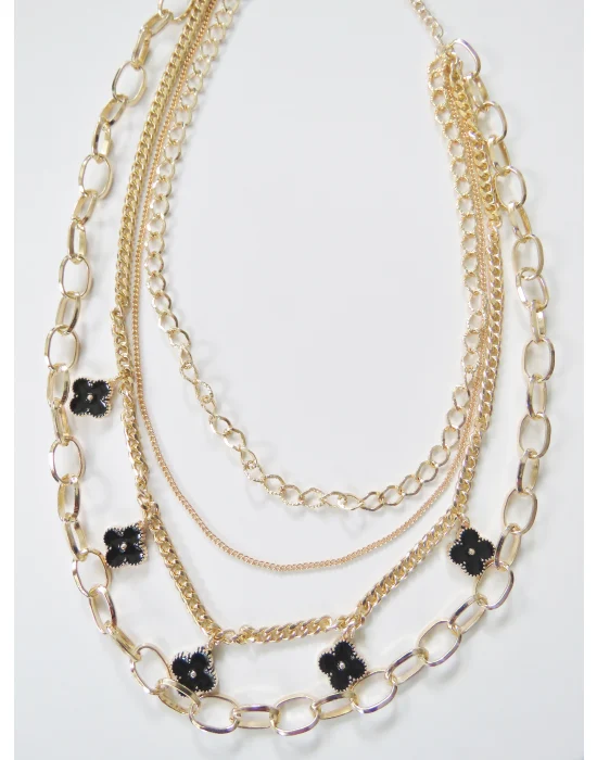 Gold Rengi Dörtlü Kolye