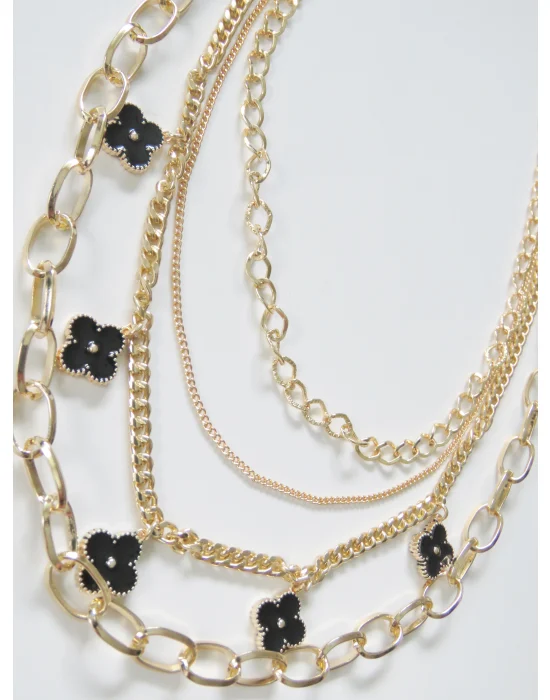 Gold Rengi Dörtlü Kolye