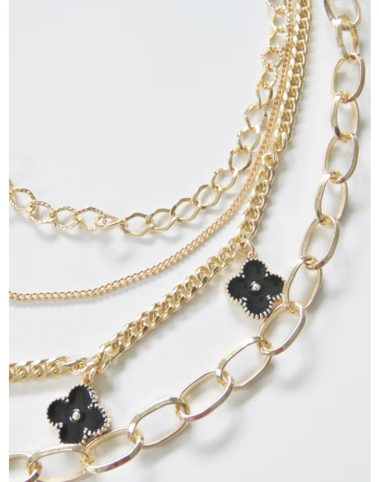 Gold Rengi Dörtlü Kolye