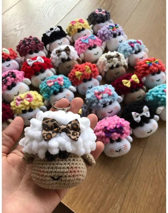 Amigurumi El Örgüsü Sevimli Kuzucuk Kafası Anahtarlıklar(Tek Fiyatıdır)