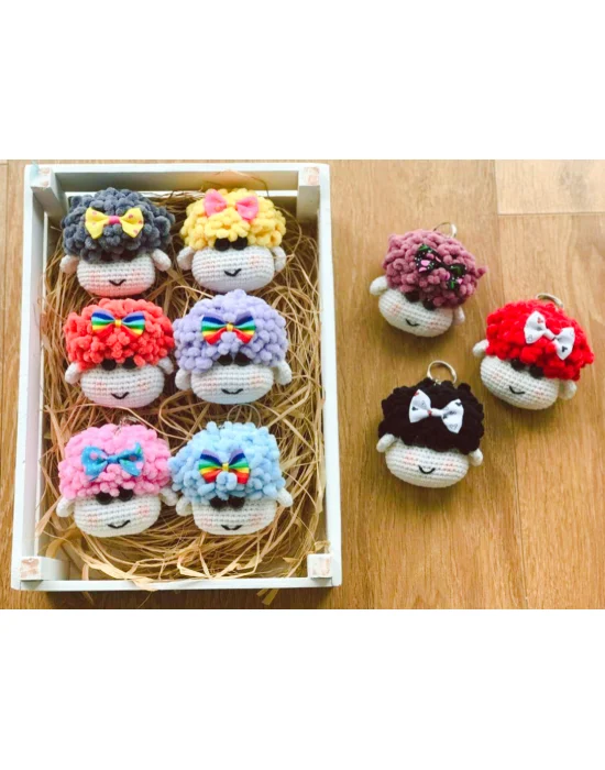 Amigurumi El Örgüsü Sevimli Kuzucuk Kafası Anahtarlıklar(Tek Fiyatıdır)