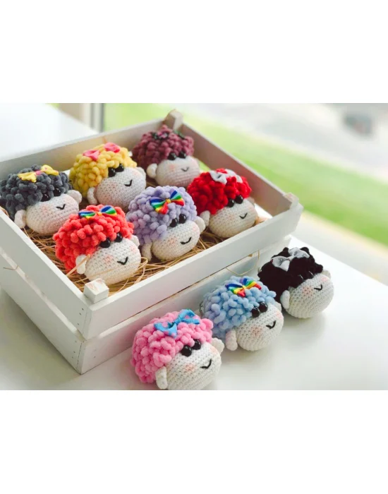 Amigurumi El Örgüsü Sevimli Kuzucuk Kafası Anahtarlıklar(Tek Fiyatıdır)