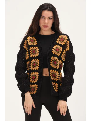 Siparişe Göre Hazırlanır Kare Motifli El Örgü Hırka