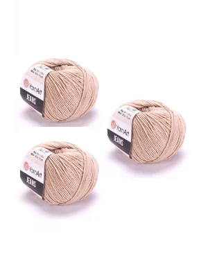 Yarn Art Jeans Amigurumi Örgü İpi 87 Sütlü Kahve Renk Hırka Örgü İpi Bebek İpi Punch İpi 3lü Paket