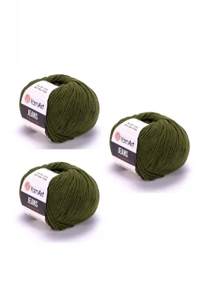 Yarn Art Jeans Amigurumi Örgü İpi 82 Zeytin Yeşil Hırka Örgü İpi Bebek İpi Punch İpi 3lü Paket