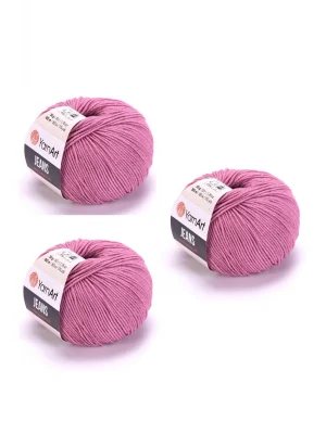 Yarn Art Jeans Amigurumi Örgü İpi 65 Gül Kurusu Renk Hırka Örgü İpi Bebek İpi Punch İpi 3lü Paket