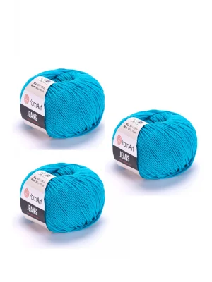 Yarn Art Jeans 55 Turkuaz Amigurumi Örgü İpi Hırka Örgü İpi Bebek İpi Punch İpi 3lü Paket