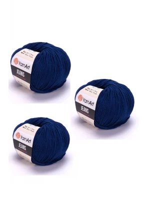 Yarn Art Jeans 54 Lacivert Amigurumi Örgü İpi Hırka Örgü İpi Bebek İpi Punch İpi 3lü Paket