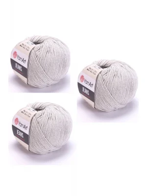 Yarn Art Jeans 49 Açık Gri3çlü Amigurumi Örgü İpi Hırka Örgü İpi Bebek İpi Punch İpi 3lü Paket