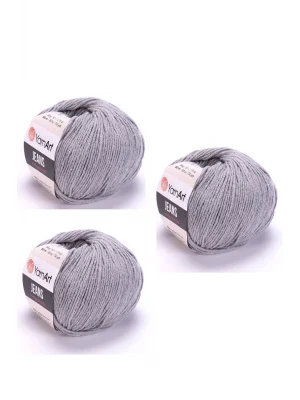 Yarn Art Jeans 46 Gri Amigurumi Örgü İpi Hırka Örgü İpi Bebek İpi Punch İpi 3lü Paket