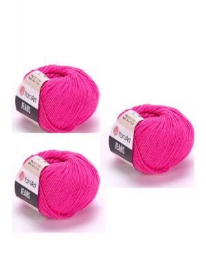 Yarn Art Jeans 42 Fuşya Amigurumi Örgü İpi Hırka Örgü İpi Bebek İpi Punch İpi 3lü Paket