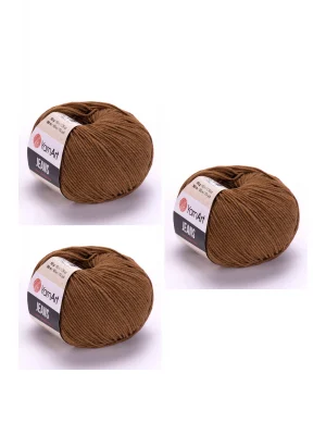 Yarn Art Jeans 40 Açık Kahverengi Amigurumi Örgü İpi Hırka Örgü İpi Bebek İpi Punch İpi 3lü Paket