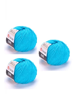 Yarn Art Jeans 33 Bebe Mavisi Amigurumi Örgü İpi Hırka Örgü İpi Bebek İpi Punch İpi 3lü Paket