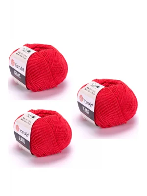 Yarn Art Jeans 26 Nar Çiçeği Renk Amigurumi Örgü İpi Hırka Örgü İpi Bebek İpi Punch İpi 3lü Paket