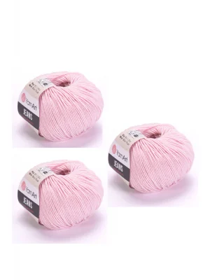 Yarn Art Jeans 18 Açık Pembe Amigurumi Örgü İpi Hırka Örgü İpi Bebek İpi Punch İpi 3lü Paket