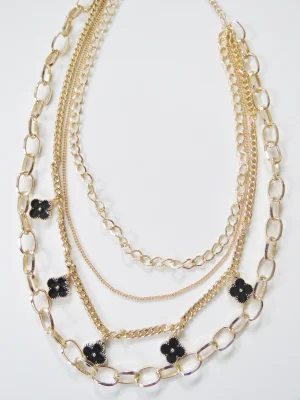 Gold Rengi Dörtlü Kolye