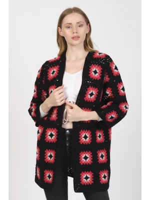 Siparişe göre Hazırlanır Tığ İşi El Örgüsü Kare Motifli Hırka