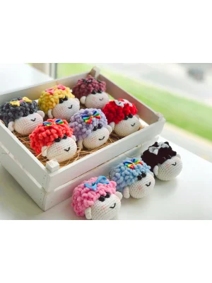 Amigurumi El Örgüsü Sevimli Kuzucuk Kafası Anahtarlıklar(Tek Fiyatıdır)