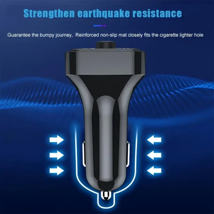 12-24V FM TRANSMITTER. USB ve Type-C Hızlı Şarj, TF Kart ve USB Destekli, Eller Serbest Arama.