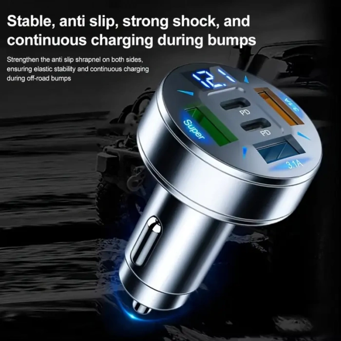 250W 5-Port Çakmaklık Araj Tipi Şarj Cihazı, Hızlı Şarj PD QC3.0 USB Type-C