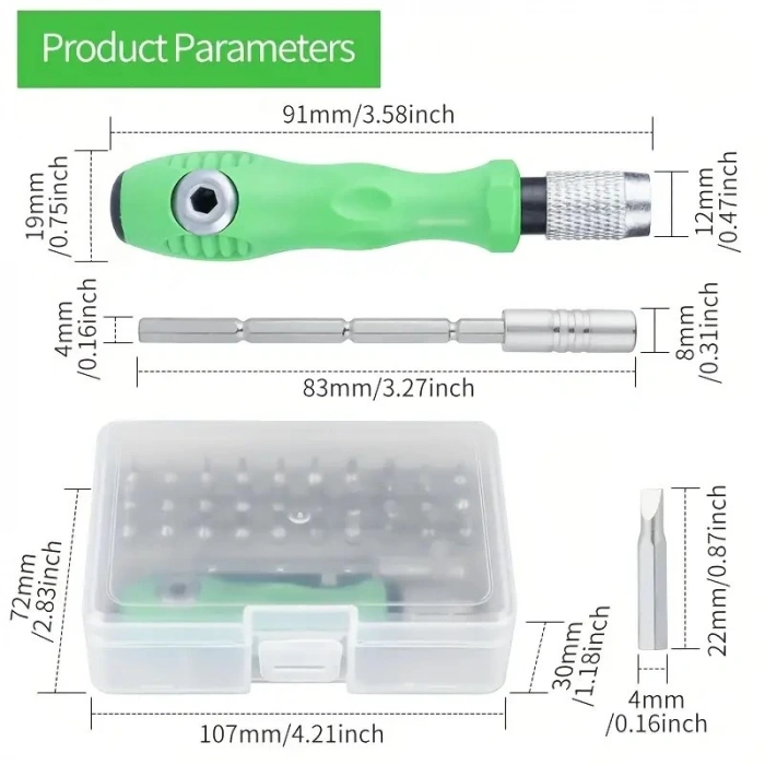 32 Parça Yeşil Tornavida Seti