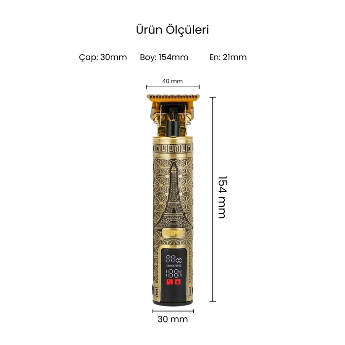 Concord Çelik Kasa Profesyonel T-bıçak Saç, Sakal, Ense, Çizim Ve Lazer Epilasyon Öncesi Tıraş Makinesi