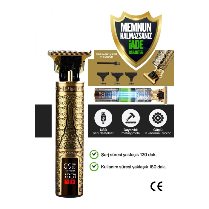 Concord Çelik Kasa Profesyonel T-bıçak Saç, Sakal, Ense, Çizim Ve Lazer Epilasyon Öncesi Tıraş Makinesi