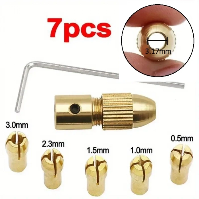7 Parça Mini Matkap Mandren Seti 3.17mm