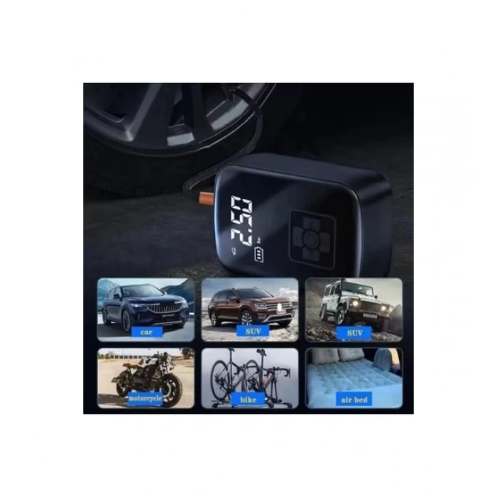 AUHMA A5566 Dijital Ekranlı Kompresörlü Hava Pompası 4000mAh Powerbank LCD