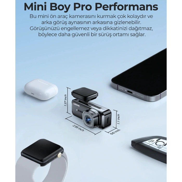 AZDOME M200 FULL HD ARAÇ KAMERASI WİFİ 150° GENİŞ AÇI GECE GÖRÜŞÜ