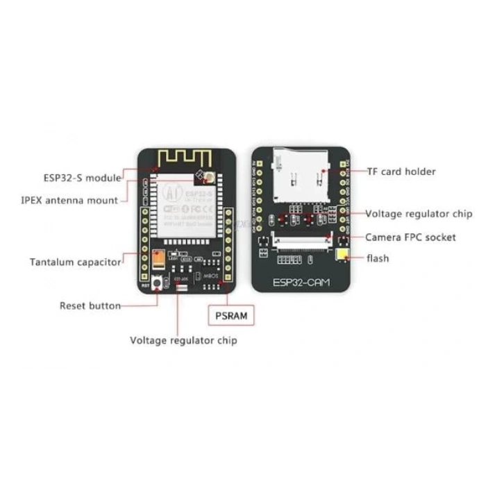 ESP32 CAM WiFi - Bluetooth Kamera Modülü Geliştirme Kartı