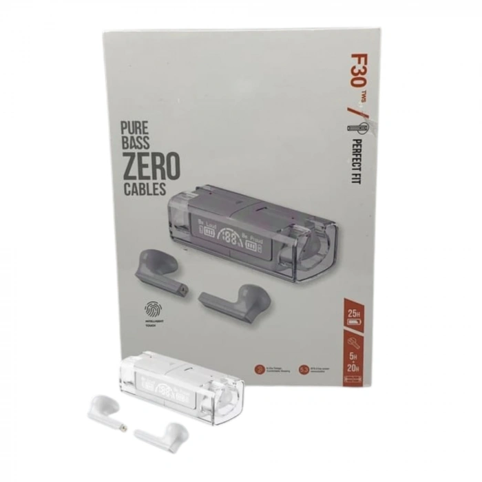 F30 Pure Bass Zero Cables Transparent Bluetooth 5.3 Kulakiçi Kulaklık