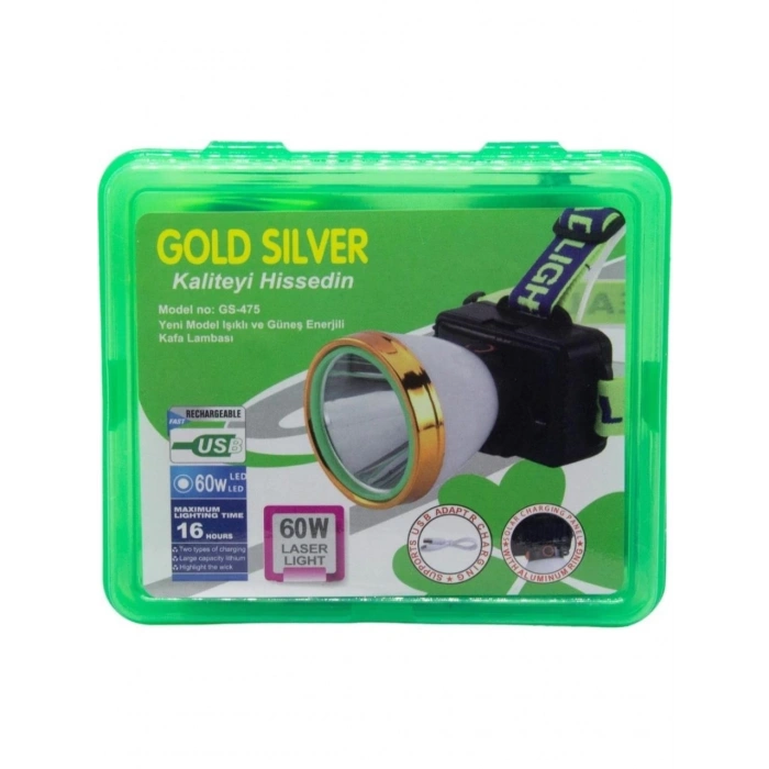 Gold Silver GS-475 60W Güneş Enerjili Kafa Lambası