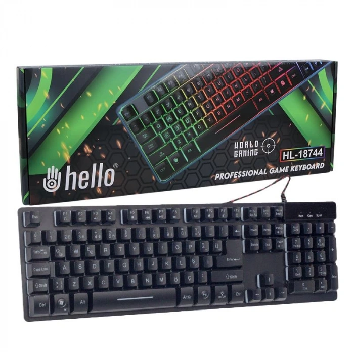 Hello HL-18744 Usb Kablolu Metal Kasa Mekanik Hisli RGB Işıklı Oyuncu Gaming Klavye