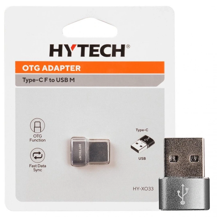 Hytech HY-XO33 Siyah TYPE-C Dişi TO USB Erkek Metal Gövdeli OTG Çevirici