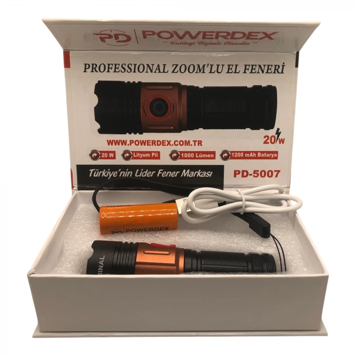 Powerdex Pd-5007 Profesyonel Şarjlı 20w 1000 Lümen El feneri